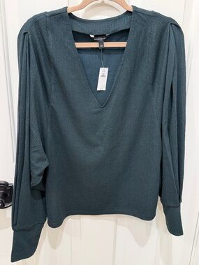 NWT Banana Republic Deep Teal V-Neck Lightweight Sweater
